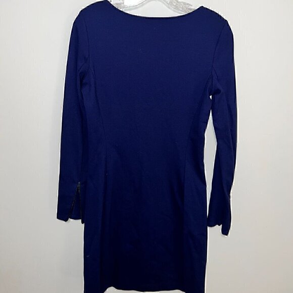 THEORY Kalion Long Sleeve Shift Dress Pryor True Navy Ponte Fabric - size M - Picture 6 of 6